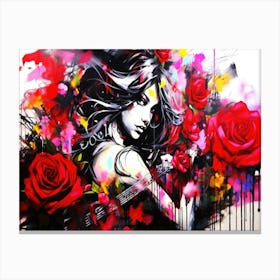 Witches And Music Doo 19 - Girl With Red Roses Canvas Print