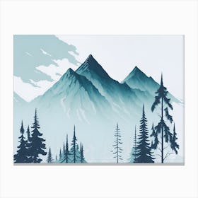 Mountain And Forest In Minimalist Watercolor Horizontal Composition 35 Canvas Print