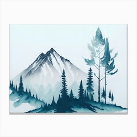 Mountain And Forest In Minimalist Watercolor Horizontal Composition 174 Canvas Print