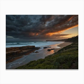 Sunset At A Beach Canvas Print