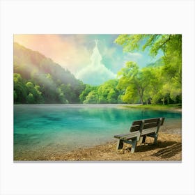 Bench By The Lake Canvas Print