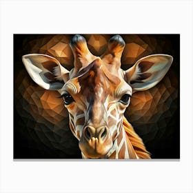 Close Up Portrait Of A Giraffe With A Geometric Background Canvas Print