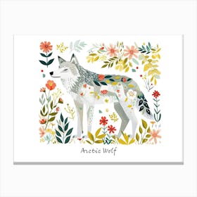 Little Floral Arctic Wolf 1 Poster Canvas Print