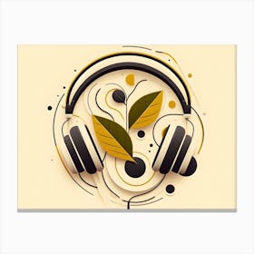 Abstract of Headphones on yellow background Canvas Print
