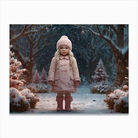 Little Girl In Snow Canvas Print