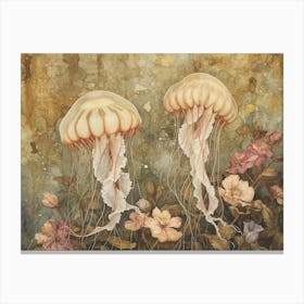 Floral Animal Illustration Jellyfish 4 Canvas Print