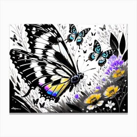 Butterfly - Black And White Canvas Print