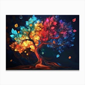 3d Colorful Tree In The Dark Background, 3d Abstraction 1 Canvas Print