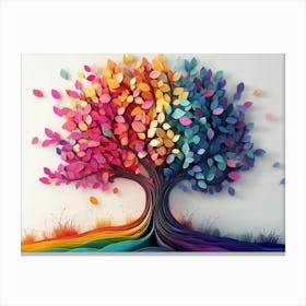 Colorful Tree With Multicolor Leaves 9 Canvas Print