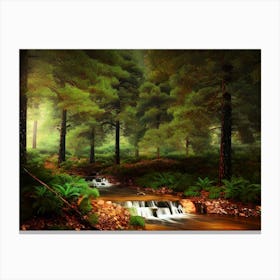 Stream In The Forest Canvas Print