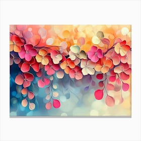 Elegant Colorful with Vibrant Flower Hanging Branches Illustration 3 Canvas Print