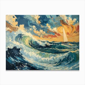Sailboat In The Ocean Canvas Print