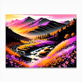 Sunset In The Mountains 3 Canvas Print