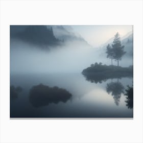 Misty Scene By The Enshrouded Lake Canvas Print