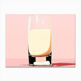 Glass Of Milk on Pink Canvas Print