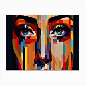 8 Bit Beauty - Colorful Face Of A Woman Canvas Print