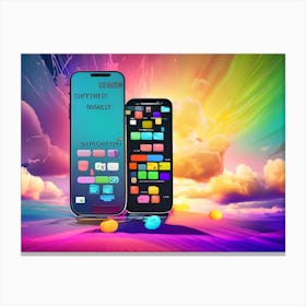 Rainbow Sky Future Of Mobile Applications Development In Colorful Dreaming Life Canvas Print