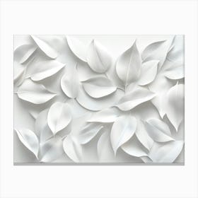 3d Art White Leaves Background Canvas Print