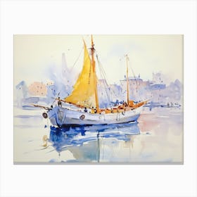 Boat In The Harbor Canvas Print