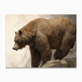 Grizzly Bear Vintage Painting Canvas Print