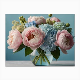 Peonies In A Vase Canvas Print