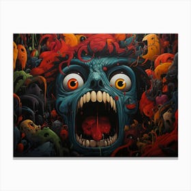 Big Head Masked Screaming Mouth Opened Canvas Print