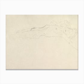 Reclining Nude With Outstretched Left Arm, Gustav Klimt Canvas Print
