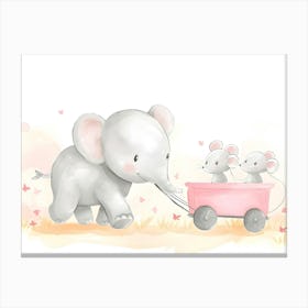 Elephant With Mice Kids and Nursery Canvas Print