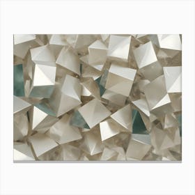 Abstract Composition Of White And Teal Geometric Shapes Resembling Crystals, Creating A Futuristic And Luxurious Background Canvas Print