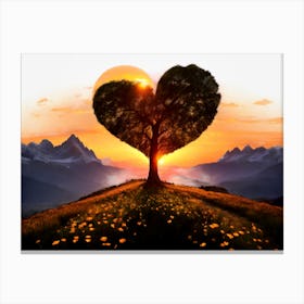 Heart Tree At Sunset Canvas Print