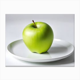 A Green Apple On A White Plate Upscaled 1701536331111 Canvas Print