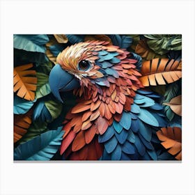 Colorful 3d Animal Artwork With Leaves And Feathers 1 Canvas Print