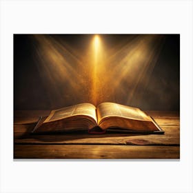 Open Holy Book With Divine Light Canvas Print