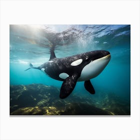 Orca Whale Underwater Realistic Photography Canvas Print