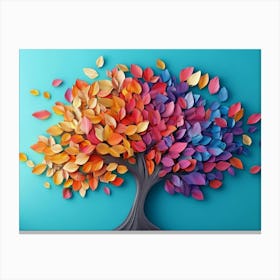 Colorful Tree With Multicolor Leaves 10 Canvas Print