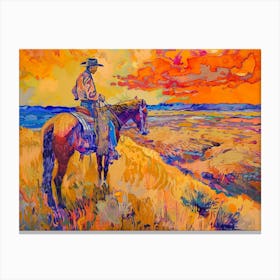 Cowboy Painting Great Plains 2 Canvas Print