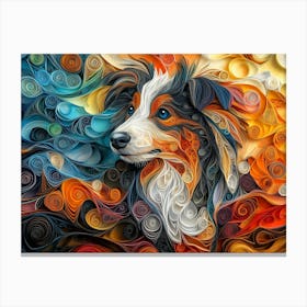 Shetland Sheepdog Paper Quilling Dog Portrait Canvas Print