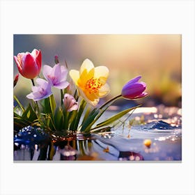 Flowers In Water Canvas Print