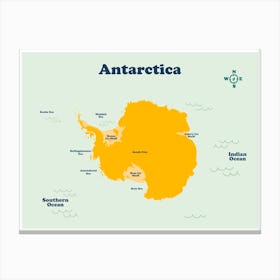 Antarctica Map Canvas Print