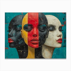 Abstract Woman Faces In Geometric Harmony Canvas Print