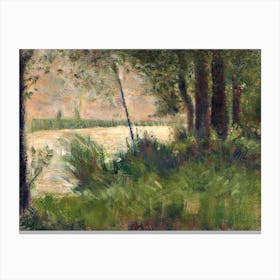 Grassy Riverbank, Georges Seurat Canvas Print