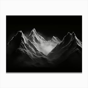 Black And White Mountain Range Canvas Print