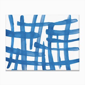 Abstract Lines Blue And White Painting 1 Canvas Print
