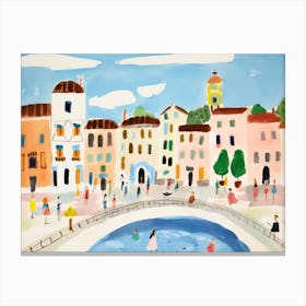 Padua Italy Cute Watercolour Illustration 3 Canvas Print