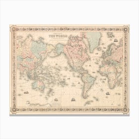 Colton's Map Of The World On Mercator's Projection (1858) Canvas Print