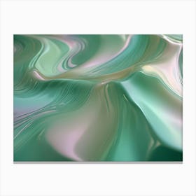 A Mesmerizing, Abstract Image Of Swirling, Flowing Lines In Shades Of Green, White, And Pink, Creating A Sense Of Movement And Depth Canvas Print