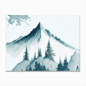 Mountain And Forest In Minimalist Watercolor Horizontal Composition 142 Canvas Print