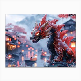 Red Dragon In The Water Canvas Print