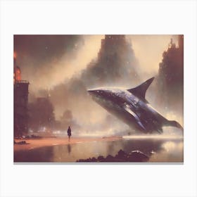 Lonely Woman Caught In Surrealism Canvas Print