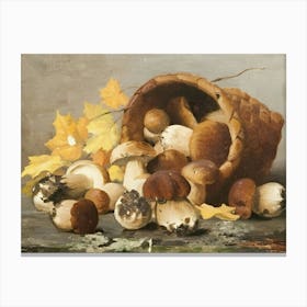 Basket Of Mushrooms Canvas Print